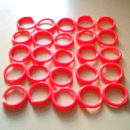 25 RED Poultry Spiral ID Leg Bands Standard Size 11 Chicken 11/16&#034; Circles