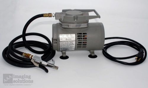 Rietschle thomas air compressor model 915ea18-088 a w/ hose and air nozzle *used for sale