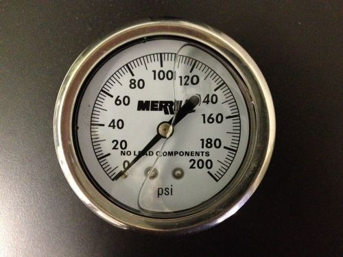 Merrill 0-200psi pressure gauge *lead free * stainless steel* pglbnl25200 for sale
