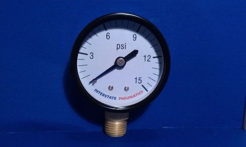 Air compressor pressure gauge 1/4&#034; brass npt bottom mount 15 psi 2&#034; black case for sale