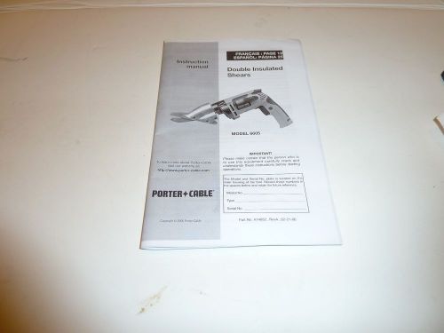 Porter  cable  6605  shears   instruction  manual for sale