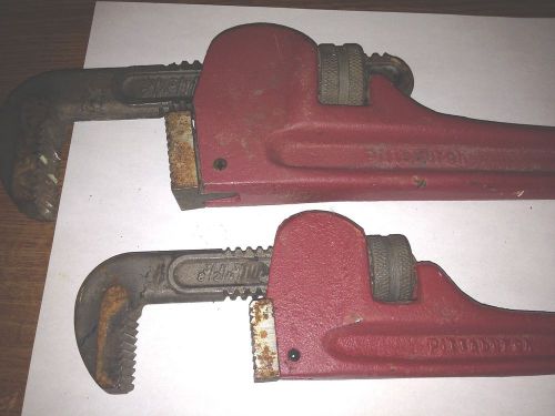 Pair of Vintage All Metal Pittsburgh Heavy Duty Pipe Wrenches - 10&#034; and 14&#034; VGC