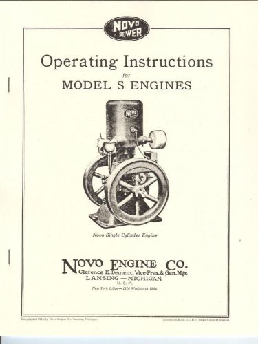 Operating Instructions for Novo S Engine Single Cylinder 1925