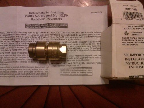 Watts no. n9 backflow preventer 3/8&#034;x3/8&#034; threaded for sale