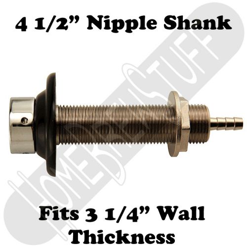 4 1/2&#034; Draft Beer Nipple Shank Assembly Chrome 3/16 Bore Kegerator Tap Homebrew