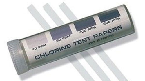 100  CHLORINE SANITIZER TEST STRIPS 2&#034; FREE SHIPPING USA ONLY