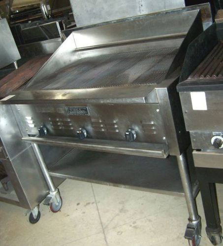 Tec 36 inch charbroiler on stand w/under shelf, casters nat. gas model: ir2000sn for sale