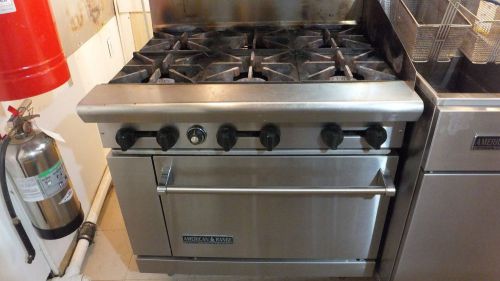 AMERICAN RANGE COMMERCIAL GAS 6 BURNER STOVE RANGE WITH OVEN