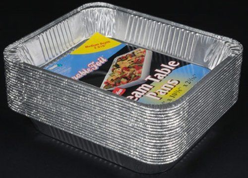 NEW Durable Packaging Aluminum Steam Table Pans  Half-Size  Deep  2-9/16&#034; Pan De