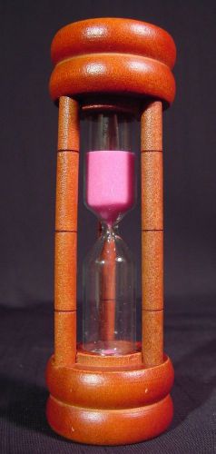 5 Minute Hourglass Egg Timer Wood New Pink Sand