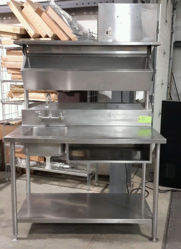 Used Commercial Work Table With Sink and Silver King Refrigerated Bin