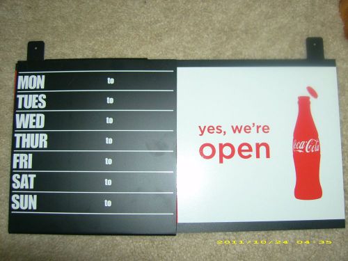 Coca-Cola Open/Closed Menu Sign Board Displays Hours!