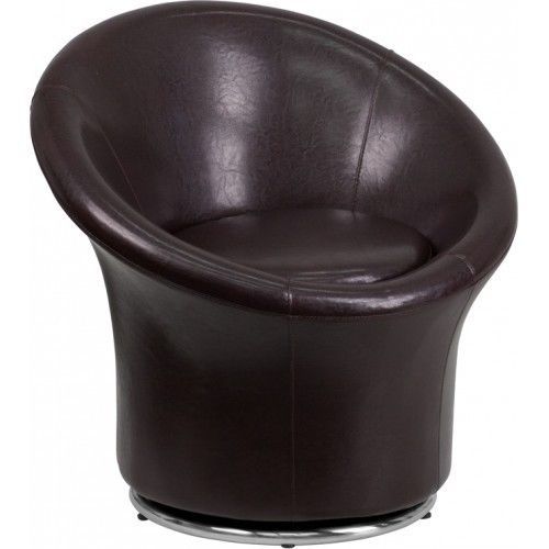 Flash furniture zb-3975-bn-gg brown leather swivel reception chair - retro style for sale