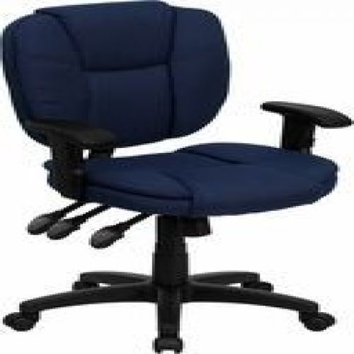 Flash Furniture GO-930F-NVY-ARMS-GG Mid-Back Navy Blue Fabric Multi-Functional E
