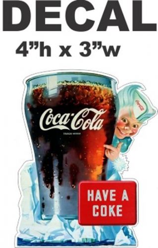 Vintage Style  Coke Coca Cola Sprite Boy with Glass  Decal / Sticker - Nice