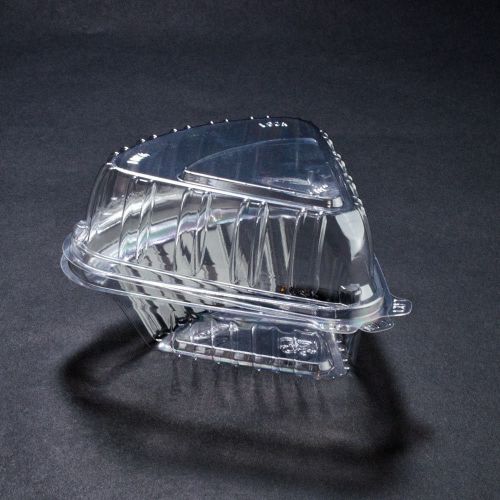 6&#034; pie wedge container, clear plastic, hinged lid, dart showtime (50/pkg) for sale