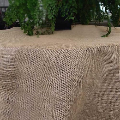 Square Rustic Burlap Tablecloth Table Cover, Fringed Edge, 54 inch