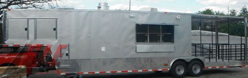 Concession Trailer 8.5&#039;x38&#039; Gooseneck Catering BBQ Event Food (Silver)