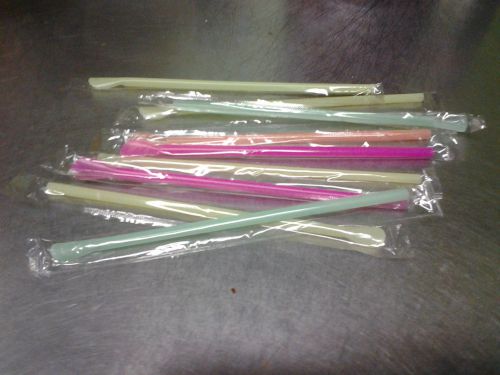 Perfect Stix Neon Concession Spoon Straw, Plastic Wrapped, Assorted Colors, 8&#034;