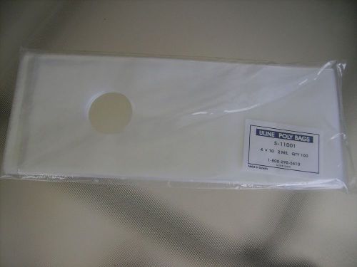 100 POLY BAGS 4&#034; x 10&#034; + 1/2&#034; CLEAR PLASTIC 2 MIL ULINE POLY BAGS