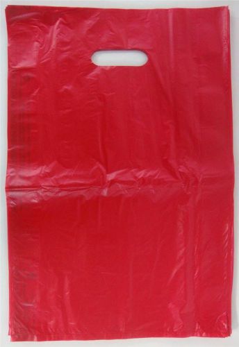 100 Qty. 12 x 3 x 18 Red High-Density Plastic Merchandise Bag w /  Handle