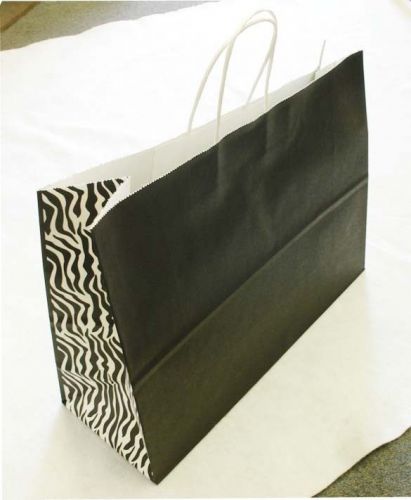250 zebra side stripe printing vogue paper retail shopping bags shopper bag for sale