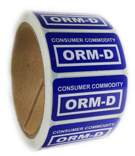 Glossy Blue &#034;Consumer Commodity ORM-D&#034; Labels Stickers - 1&#034; by 2&#034; - 500 ct
