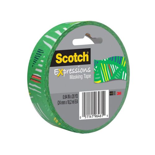 Scotch Expressions Masking Tape, 1-Inch x 20-Yards, Striped Triangles, 6-Rolls