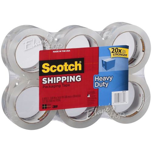 Scotch 3m heavy-duty shipping packaging tape 1.88&#034; x 54.6 yds clear 6 rolls 3850 for sale
