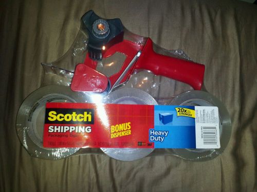 3M Scotch Tape Dispenser w/ 3 Rolls Heavy Duty Shipping Packaging Tape * Moving
