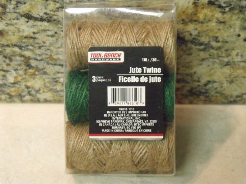 3 roll pack of jute twine - 118 feet - mixed colors for sale
