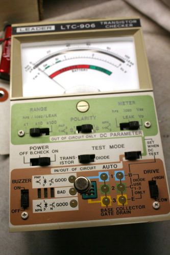 Leader LTC-906 transistor Checker tester W/Org Box Manual Battery Nice &amp; Works