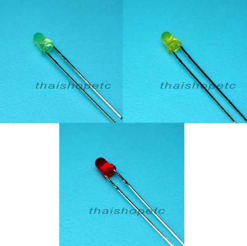 60 pcs (20 each color) LED Red Green Yellow Color Round 3mm