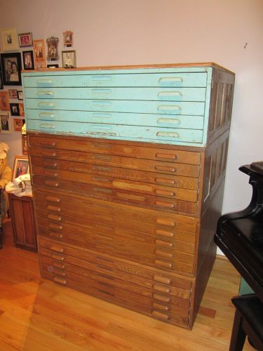 Hamilton Mfg Flat Cabinet Vintage Oak Wood Blueprint Art Photo File 20 Drawer