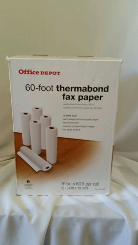 1115 OFFICE DEPOT THERMABOND FAX PAPER 1/2&#034; CORE. 60&#039; ROLL BOX OF 6 ROLLS