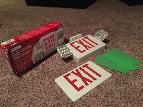 Utilitech dual-color led exit emergency sign open box red/green side lights for sale