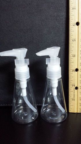 Lot of (2) Clear Plastic Travel Bottles Carry On Containers with Pump TSA