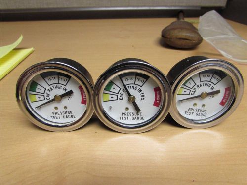 Lot of 3 vintage chrome and metal round pressure test gauges lsdh 111 for sale