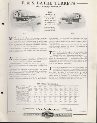 Page 1924 Circular No 20 Fay &amp; Scott Lathe Turrets Bed Turret Assembly