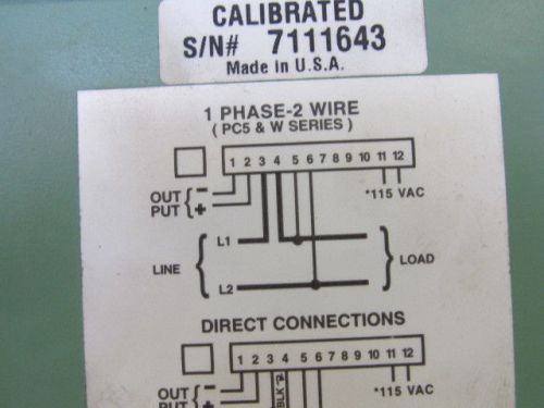 Ohio Semitronics Transducer M/N PC5-110E 300 volts 20 amperes1 phase 2 wire