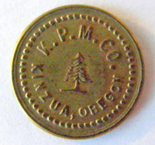 1930&#039;s K.P.M. LUMBER CO TOKEN 5 CENTS IN TRADE KINZUA OREGON A GHOST TOWN NOW