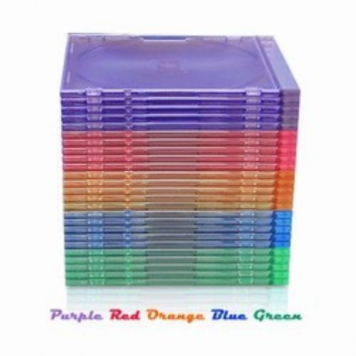 50 SLIM ASSORTED Color CD Jewel Cases