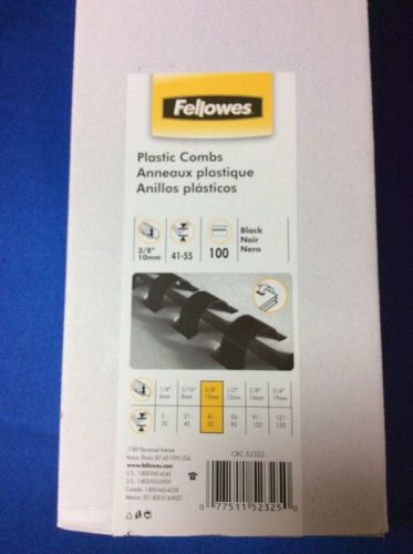 Fellowes 52322 Plastic Comb Bindings, 3/8&#034;/41-55 Sheet Capacity, 99 PK, Black
