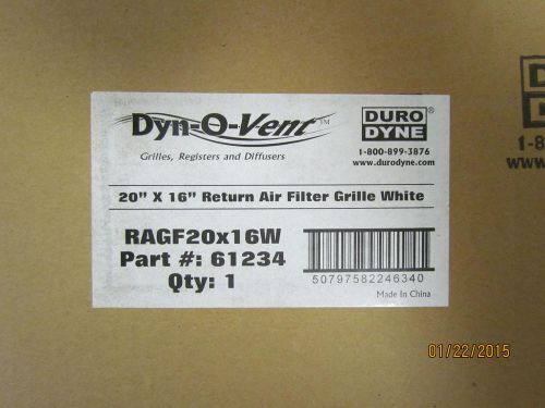 Duro-dyne return air filter grille 20&#034; x 16&#034; for sale