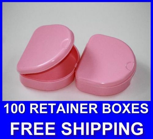 100 Pink Denture Retainer Box Orthodontic Dental Case Mouth Ortho Brace Whitning