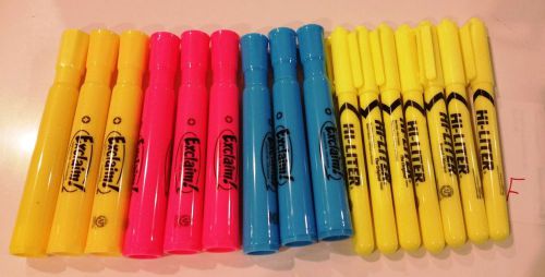 Associated color highlighters, yellow, blue, pink 16 Highlighters - F