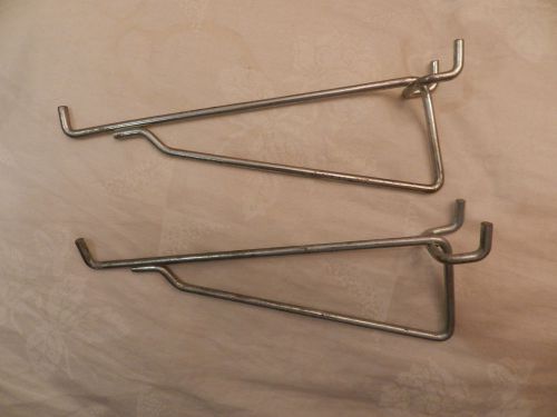 Lot of 2 Metal 6” Shelf Brackets Peg Board Hooks Crafts Workbench Tools