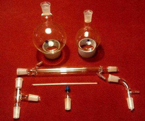 New 7pc organic chemistry distillation kit set 1000ml 500ml lab glassware for sale