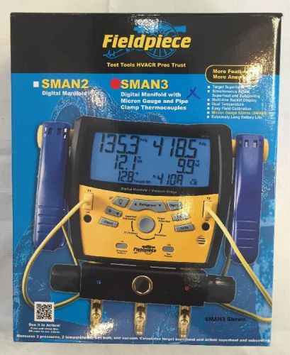 Fieldpiece SMAN3 Digital Manifold with Micron Gauge And Pipe Clamp Thermocouples