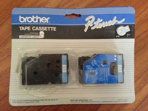 Brother P-Touch TC22 ~ 1/2&#034; Blue on White Labels for PT6, 8,10, 15, 20, 25, etc.